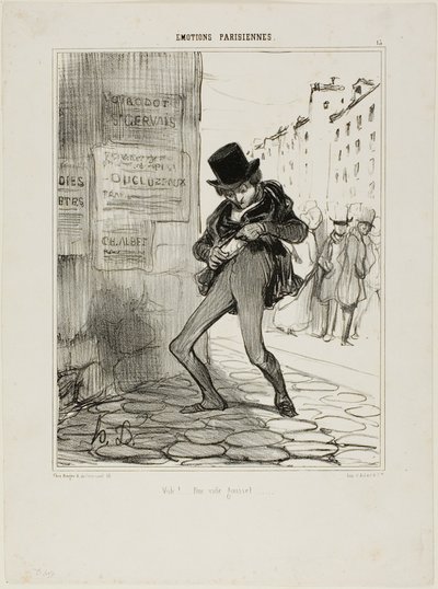 強奪された空っぽのポケット通り...、13皿 Émotions Parisiensより 作： Honoré Victorin Daumier