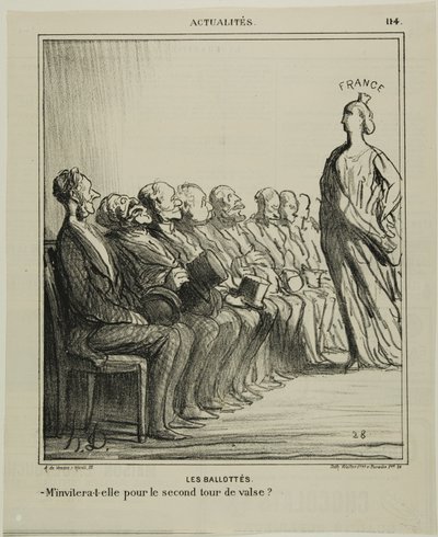 決選投票。「彼女は私を2度目のワルツに誘ってくれるだろうか？ 作： Honoré Victorin Daumier