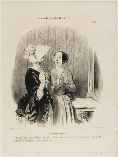 パメラの帽子「特に横から見ると、あなたの人相に見事にマッチしている。 作： Honoré Victorin Daumier