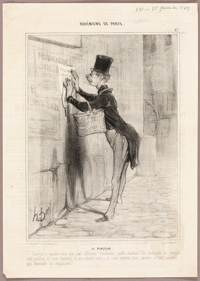 ボヘミアン・ド・パリ』より「ポスター・マン」、プレート17 作： Honoré Victorin Daumier