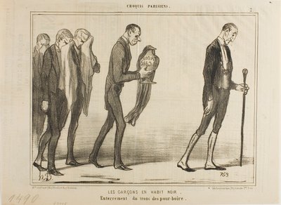 黒いスーツのウェイタークロッキ・パリジャン』より「チップ箱の葬儀」、プレート2 作： Honoré Victorin Daumier