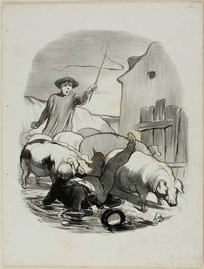 スティープル・チェイスに巻き込まれる危険 パストラーレスより12枚目 作： Honoré Victorin Daumier