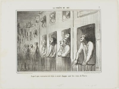 パリの街は毎晩このような様相を呈し始めた（『La Cométe De 1857』より第7版 作： Honoré Victorin Daumier