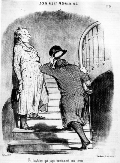オノレ・ドーミエ（1808-1879）の漫画「借家人と所有者」から引用。"Charivari" 作： Honoré Daumier