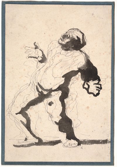 俳優（ペンとインクと紙で洗う） 作： Honoré Daumier