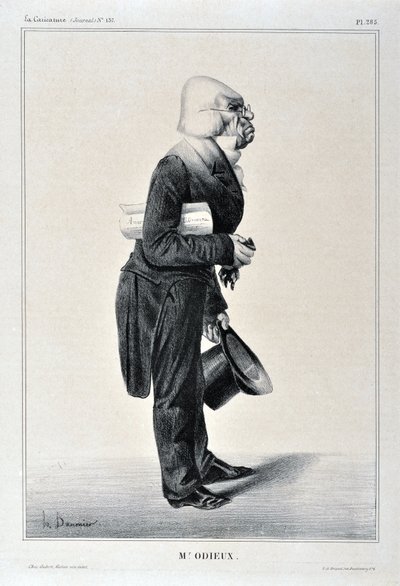 オノレ・ドーミエ（1808-1879）の芸術作品。Charivari dates from 1833: Serie Celebrites de la Caricature "M. Odieux" MUSEE DES BEAUX ARTS - PALAIS LONGCHAMP, MARSEILLE 作： Honoré Daumier