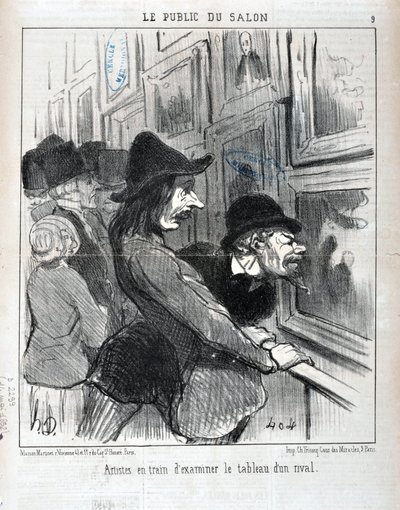 オノレ・ドーミエ（1808-1879）の作品。Charivariは1852年の作品。Serie LE PUBLIC DU SALON - "ライバルの絵を吟味する芸術家たち" MUSEE DES BEAUX ARTS - PALAIS LONGCHAMP, MARSEILLE 作： Honoré Daumier