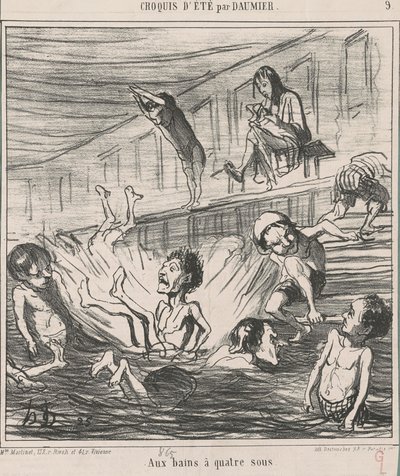 四銭風呂で 作： Honoré Daumier