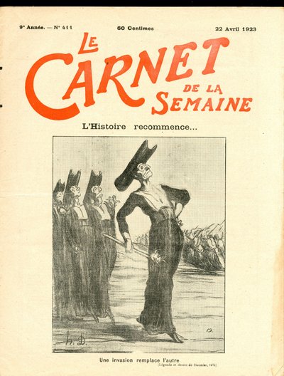 Le Carnet de la semaine "の表紙、モノクロの風刺画 作： Honoré Daumier