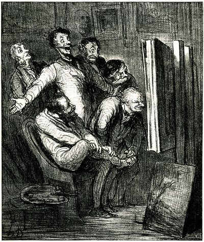 絵画を前にした批評家たち 作： Honore Daumier