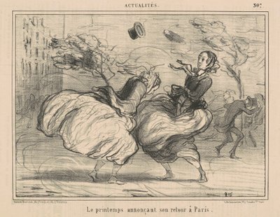 パリへの帰国を発表する春 作： Honoré Daumier