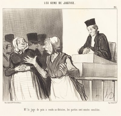 治安判事が決定を下しました... 作： Honoré Daumier