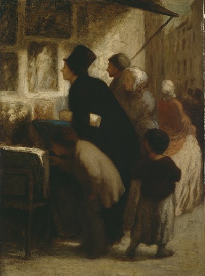 印刷物の外？売り手の店、c.1860-1863 作： Honoré Daumier