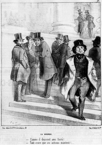 ドーミエが描いた「パリ：証券取引所」（1845年1月19日付「シャリヴァリ」掲載 作： Honoré Daumier