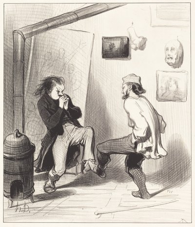 彼の最後のイーゼルを燃やしたとき！ 作： Honoré Daumier