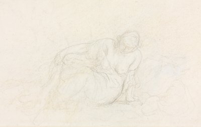 彼女の腕に寄りかかって横になっている女性 (裏面) 作： Honoré Daumier