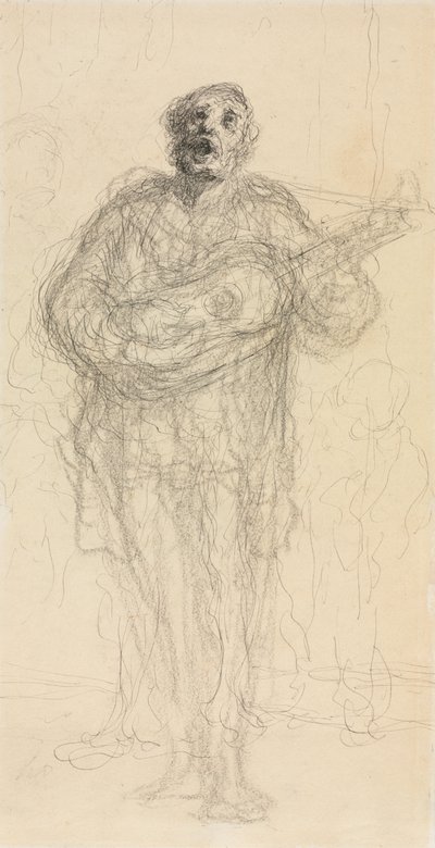 歌うギタリスト (レクト) 作： Honoré Daumier