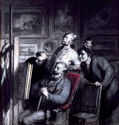 1862年以降のアマチュア（クレヨン、紙にインクとガッシュ付き） 作： Honoré Daumier