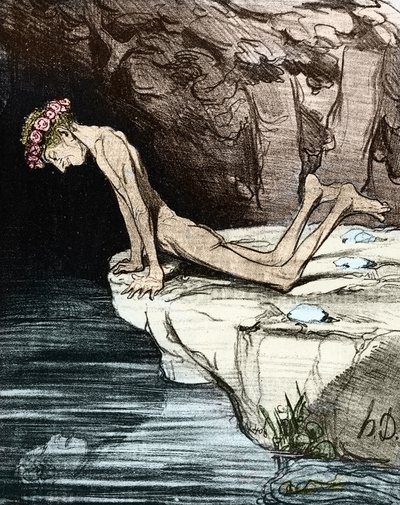 美しい水仙。 オノレ・ドーミエ・ド・サルヴァンディ（1795-1856）、作家、政治家、歴史家、19世紀のアカデミー・フランセーズのメンバー（リトグラフ） 作： Honoré Daumier