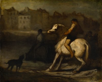 水場、セーヌ河岸、1855年頃（油彩・板） 作： Honoré Daumier
