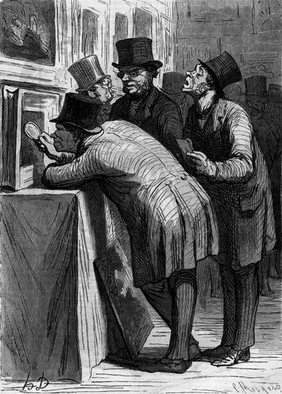 オークションハウス：美術愛好家のために。オノレ・ドーミエ（1808-1879）による風刺画。1863年4月18日付「Le Monde Illustré」314号に掲載された版画。 作： Honoré Daumier