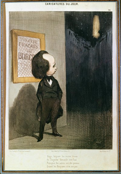1843年、ヴィクトル・ユーゴーの『バーグラーヴ』（1802 - 1885）の失敗。オノレ・ドーミエ（1808 - 1879）の漫画。パリ、ヴィクトル・ユーゴー美術館。 作： Honoré Daumier