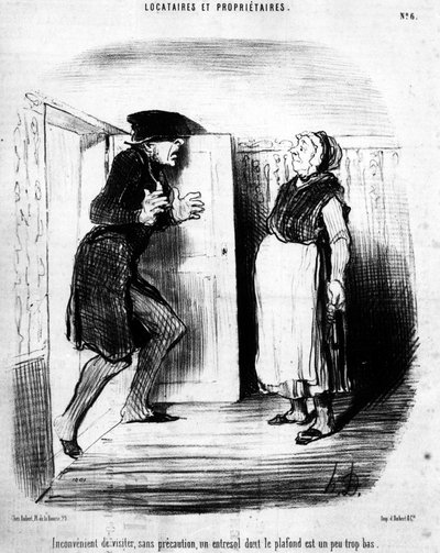 オノレ・ドーミエ（1808-1879）の漫画「所有者と賃借人」シリーズからの引用。"Charivari" 作： Honoré Daumier