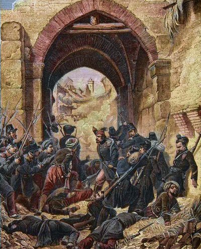 1837年コンスタンチン包囲戦 アルジェリア-コンスタンチンの攻略-コンスタンチン門の攻撃-10月13日 作： Horace (after) Vernet