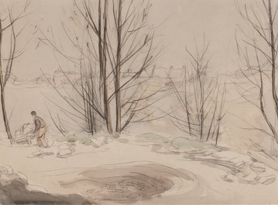 カーシャルトン採石場、1907（紙にチョークとトイレ） 作： Horace Mann Livens