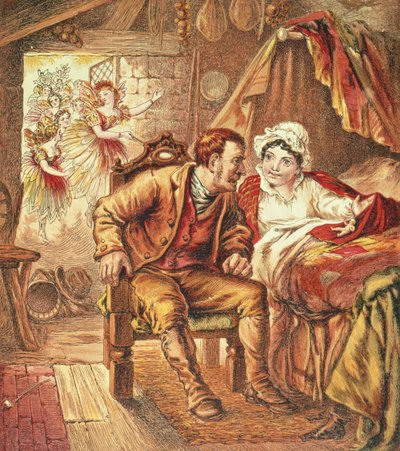 トム親指の誕生、看護師の絵本のイラスト、Kronheim＆Co.、1869によって刻まれました 作： Horace Petherick
