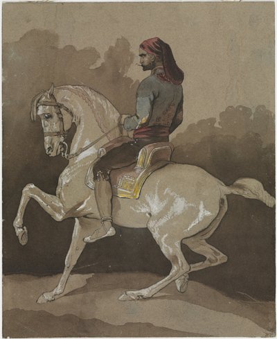 馬に乗ったアラブ人 1800年頃 （ペン、インク、水彩、グワッシュ） 作： Horace Vernet