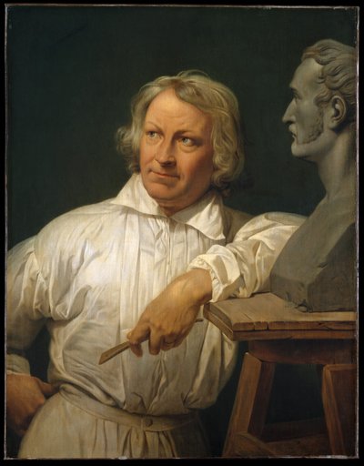 ホラス・ヴェルネの胸像を持つベルテル・トルヴァルセン（1768-1844） 作： ホレス・バーネット