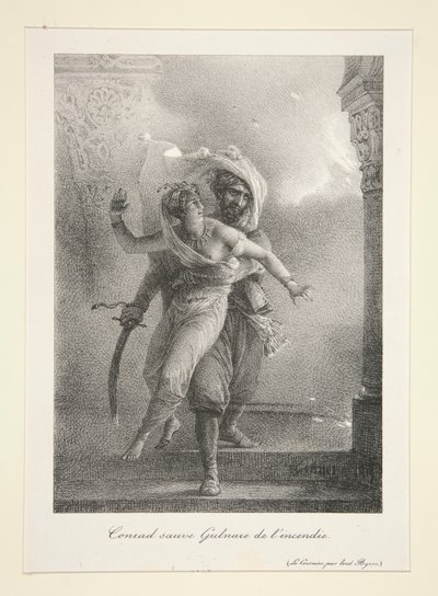 コンラッドはグルネアをlから救う 作： Emile Jean Horace Vernet