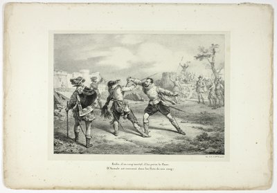 そしてついに、致命的な一撃が彼女の脇腹を貫いた...。 作： Horace Vernet