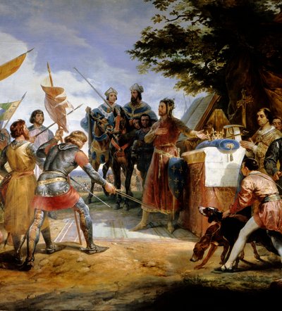 英仏戦争（1202-1214）。"the Battle of Bouvines on 27/07/1214, Philippe Auguste puts in play the crown of France" 彼女はフィリップ・オーギュストのフランス軍とオトン4世のフランドル人とウェルフ人との戦いに対抗した。フランス軍の勝利は決定的なもので、オ 作： Emile Jean Horace Vernet