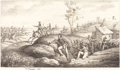 コサックに対する歩兵待ち伏せ 作： Emile Jean Horace Vernet
