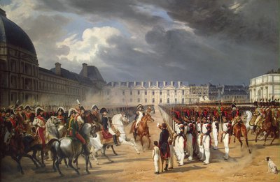 チュイルリー宮殿のパレードでナポレオンに無効な請願書を渡す 作： Emile Jean Horace Vernet