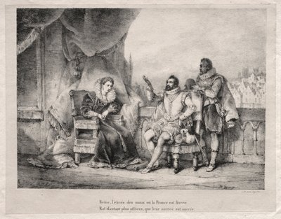 フランスのマリードメディチとヘンリー4世。 作： Emile Jean Horace Vernet