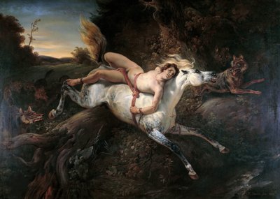 マゼッパとオオカミ、1826年。 作： Emile Jean Horace Vernet