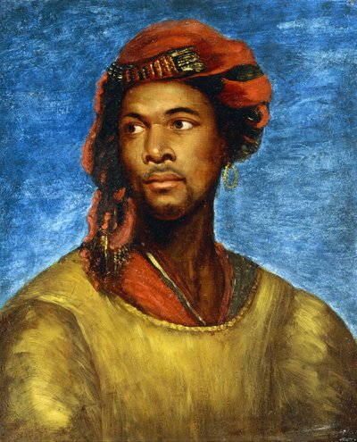 赤いターバンと湿原の肖像 作： Emile Jean Horace Vernet