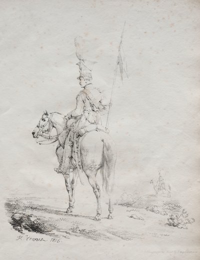 リトグラフエッセイ集：Le Lancier en Vedette 作： Emile Jean Horace Vernet
