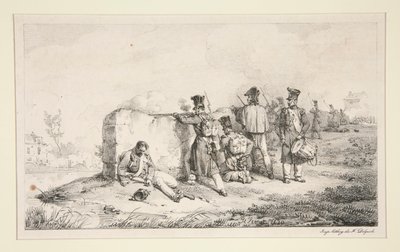 小競り合いの兵士 作： Emile Jean Horace Vernet