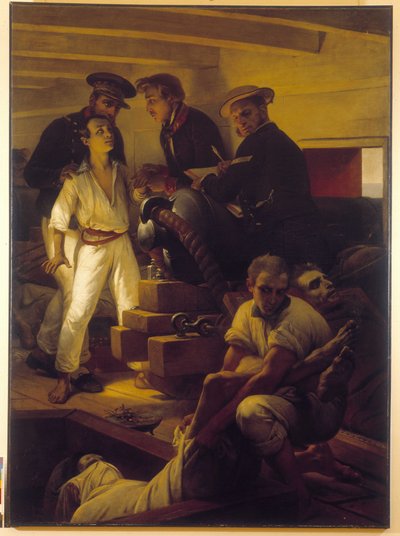 メルポメネ号のコレラ - （マルセイユの衛生局のデポ 作： Emile Jean Horace Vernet