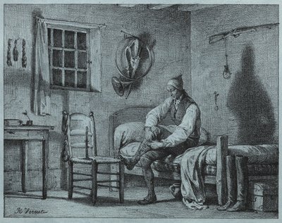 ベッドから起き上がるリミエの従僕 作： Emile Jean Horace Vernet