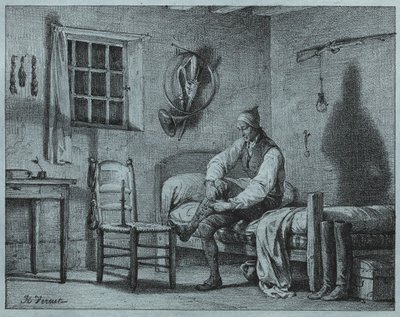 ベッドから立ち上がるリミエの男-僕c。 1818年。 作： Emile Jean Horace Vernet