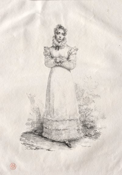 立っている若い女性 作： Emile Jean Horace Vernet