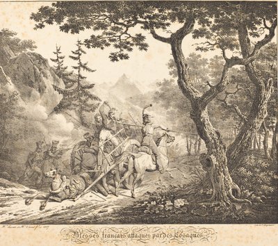 コサックに襲われた負傷したフランス人 作： Horace Vernet and Hippolyte Lecomte