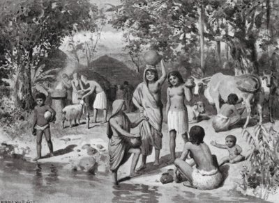 インドに定住したアーリア人、野外生贄（リトグラフ） 作： Horace van Ruith