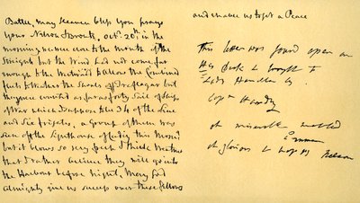 1805年10月19日、ホレイショネルソン卿からエマハミルトン夫人への手紙 作： Horatio Nelson