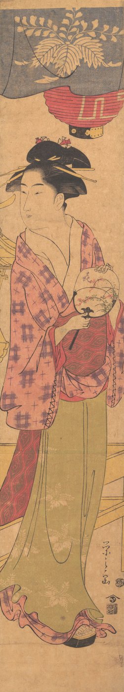 ファンを持つ少女、カリフォルニア州。 1780年。 作： Hosoda Eishi